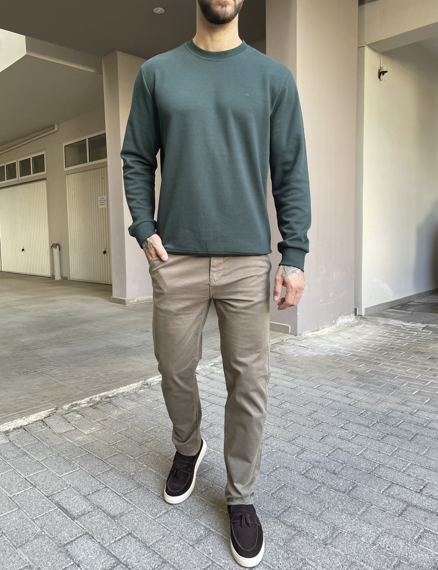 Ανδρική κυπαρισσί πικέ μακρυμάνικη μπλούζα 4403K φωτογραφία